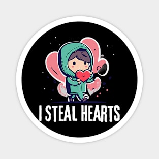 I Steal Hearts Funny Valentines Day Child Stealing Hearts Magnet
